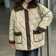thumbnail image 2 of GigrtiJin Girls Teens Quilted Jacket Khaki Lapel Button Down Long Sleeve Pocket Outcoat Trendy Thermal Outwear 4-14 Years, 2 of 7