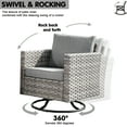 thumbnail image 3 of Ovios 3 Pieces Outdoor Patio Furniture Wicker Bistro set with Swivel Chairs and Side Coffee Table for Backyard, 3 of 6
