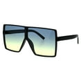 thumbnail image 2 of Oversize Shield Rectangular Robotic Futuristic Flat Top Mob Sunglasses Black Green Yellow, 2 of 4