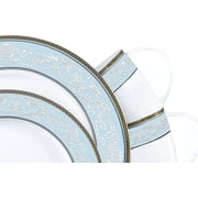 Fine Bone China Dinnerware Set,16 Pcs Classic Relief Pattern Gilt Edged High Grade Porcelain Tableware Sets For 4 People