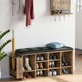 thumbnail image 2 of SEYATPOOL Shoe Bench, 10 Cubbies Storage Entryway Bench with PU Leather, Cubby Shoe Rack Organizer with Adjustable Shelves for Living Room, Bedroom, Vintage Brown, 2 of 8