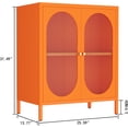 thumbnail image 2 of Small 2 Transparent Door Metal Storage Side Buffet Cabinet for Bed Room,Living Room,Entryway,Hallway,Home,Hotel,Office,Garage,Kitchen,1 Removable Shelf. (Transparent Door, Orange), 2 of 15