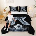thumbnail image 2 of Castle Fairy Ice Letter R Soccer Splash Full Size Comforter Sets 3 Pieces for Adults,Sport Football Bedding Sets for Sports Lovers,Black Reversible, 2 of 6
