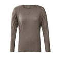 thumbnail image 4 of Horkkom Womens Tops Long Sleeve Lightweight Shirts Fall Fashion 2024 Trendy Tops Crewneck Casual Knit Basic Shirts, Gifts for Women, 4 of 6