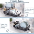 thumbnail image 3 of Fonirra 2-Tier Metal Dish Drainer with Utensil Holder, Removable Drip Tray, 360-Degree Swiveling Spout, Collapsible Dish Drying Rack & Drainboard Set for Kitchen Counter, Black, 3 of 8