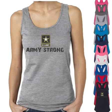 35 Us Army Tank - ARMY STRONG Star Logo WOMAN TANK TOP America US Military Army Forces Tank Top Color Sport Grey Size Medium