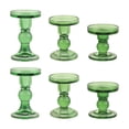 thumbnail image 1 of Juego de candelabros BTGLLAS de vidrio verde de 6 piezas con soporte y vela, 1 of 7