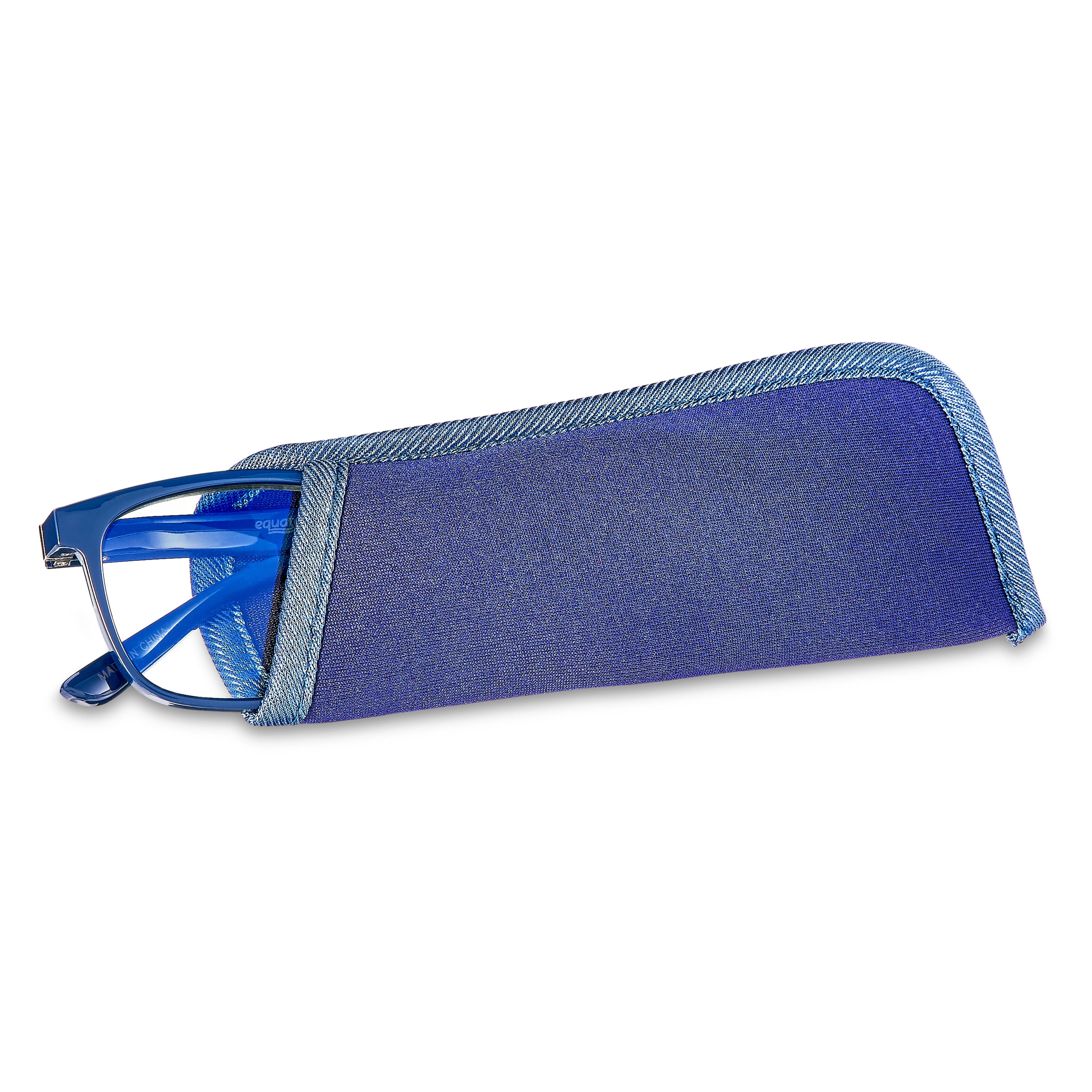 Equate Unisex Pike Bluelight Rectangular Reading Glasses with Case, Dark Grey Blue, +2.50