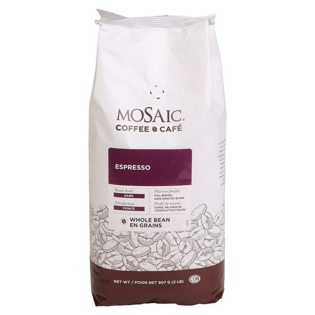 Café Espresso Régulier en Grains Entiers Mosaic / 2 Lb/unité, 8 Unités/caisse