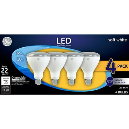 General Electric 4pk 65W BR30 LED Light Bulb White