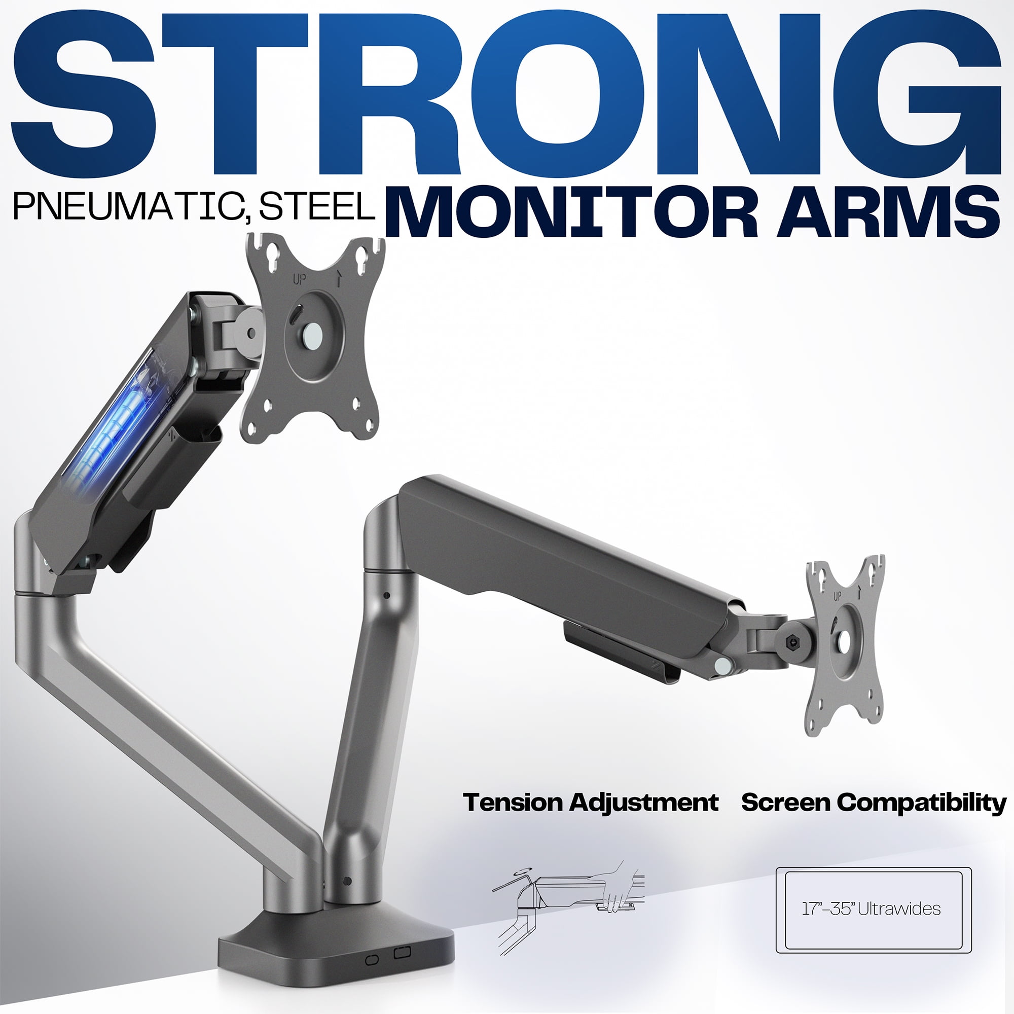 VIVO Pneumatic Arm Dual Ultrawide Monitor Desk Mount, Fits up to 35" Screens