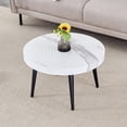 thumbnail image 2 of Elegant White Marble Coffee Table, 23.6-inch Diameter, Tabletop, Suction Molding Surface Treatment, Black Metal Leg Base, Adjustable Feet Fashionable Design Bedroom 23.6" , Molding, Legs, Feature, 2 of 6