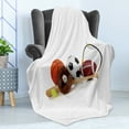 thumbnail image 4 of Youth Soft Flannel Fleece Blanket, Assorted Sports Equipment Different Balls Bat Tennis Racket Baseball Glove on White, Cozy Plush for Indoor and Outdoor Use, 50" x 60", Multicolor, by Ambesonne, 4 of 5