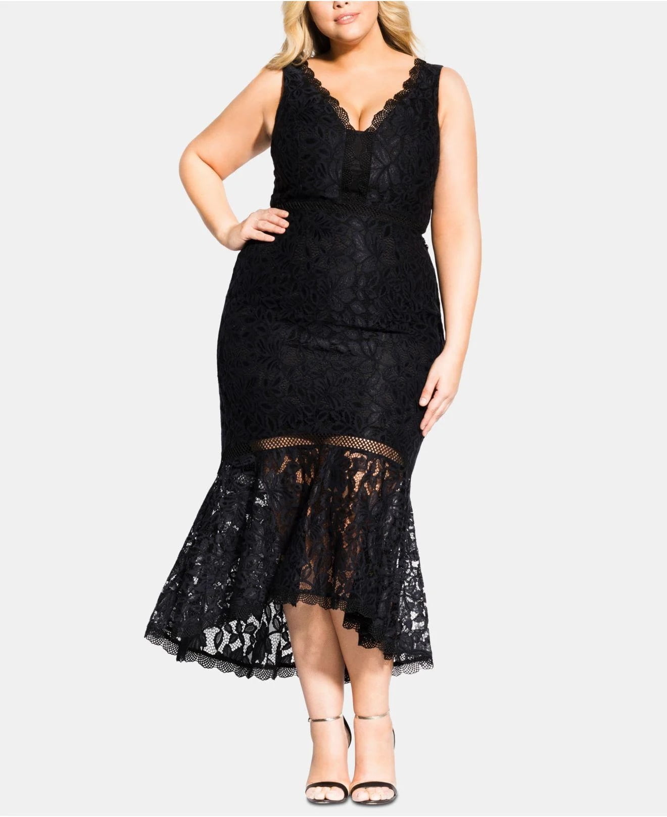 black lace glamour dress city chic