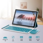 Android 15 Tablet, 10 inch 2 in 1 Tablets with Keyboard, 12GB RAM 64GB ROM 1TB Expand, Quad-Core 2.0Ghz CPU, 5G WiFi 6, BT5.0, 1280x800 HD Touchscreen, 6000mAh, Widevine L1, GMS Tablet, Navy