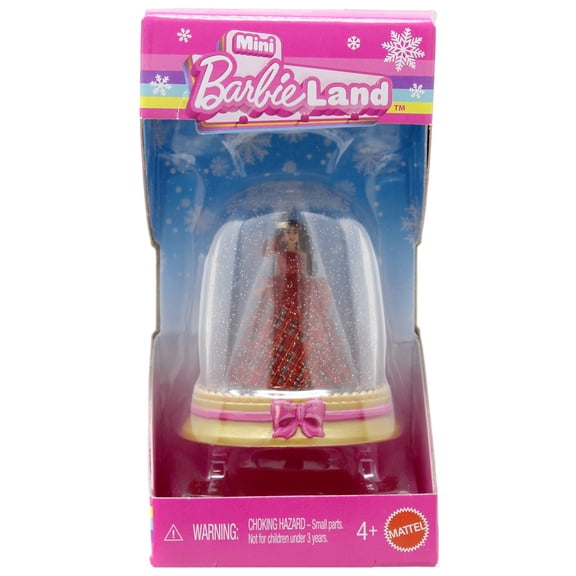 Barbie Holiday Red Plaid Dress Mini Doll (Snow Globe)