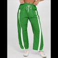 thumbnail image 4 of Pantalones Deportivos Holgados de Pierna para Mujer, Informales, con Cordón Ajustable y Cintura Elástica, en Colores Contrastantes, Estilo Y2K. Verde XXL, 4 of 8