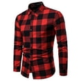 thumbnail image 4 of Men Stylish Warm Plaid Shirts Flannel Long Sleeve Formal Shirt Work Top, 4 of 4