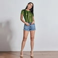 thumbnail image 5 of KLL Women 's Crew Neck Bodysuit Jumpsuits Green Bamboo Fence1 Print Short onesies Stretch T Shirts, 5 of 5