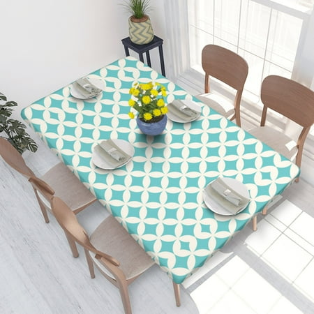

Home Deluxe Tablecloth Pink Heart Background (47) Waterproof Elastic Rim Edged Table Cover- For Christmas Parties And Picnics 4ft