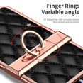 thumbnail image 6 of MonsDirect for 6.7 inch Samsung Galaxy Z Flip 3 5G 2021 Case, Hinge Protection Plating Frame Hard PC Shell PU Leather Cover Durable Shockproof with Finger Ring Stand Holder for Galaxy Z Flip 3, Black, 6 of 7