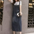 thumbnail image 3 of Women's Casual Loose Fit Denim Midi Dress with Adjustable Straps Flattering Overall for Everyday Wear, 3 of 7