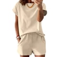 thumbnail image 5 of Womens Two Piece Set Summer Fashion Travel Outfits Beach Vacation Comfy Matching Shorts Airport Lounge Sets, 5 of 6