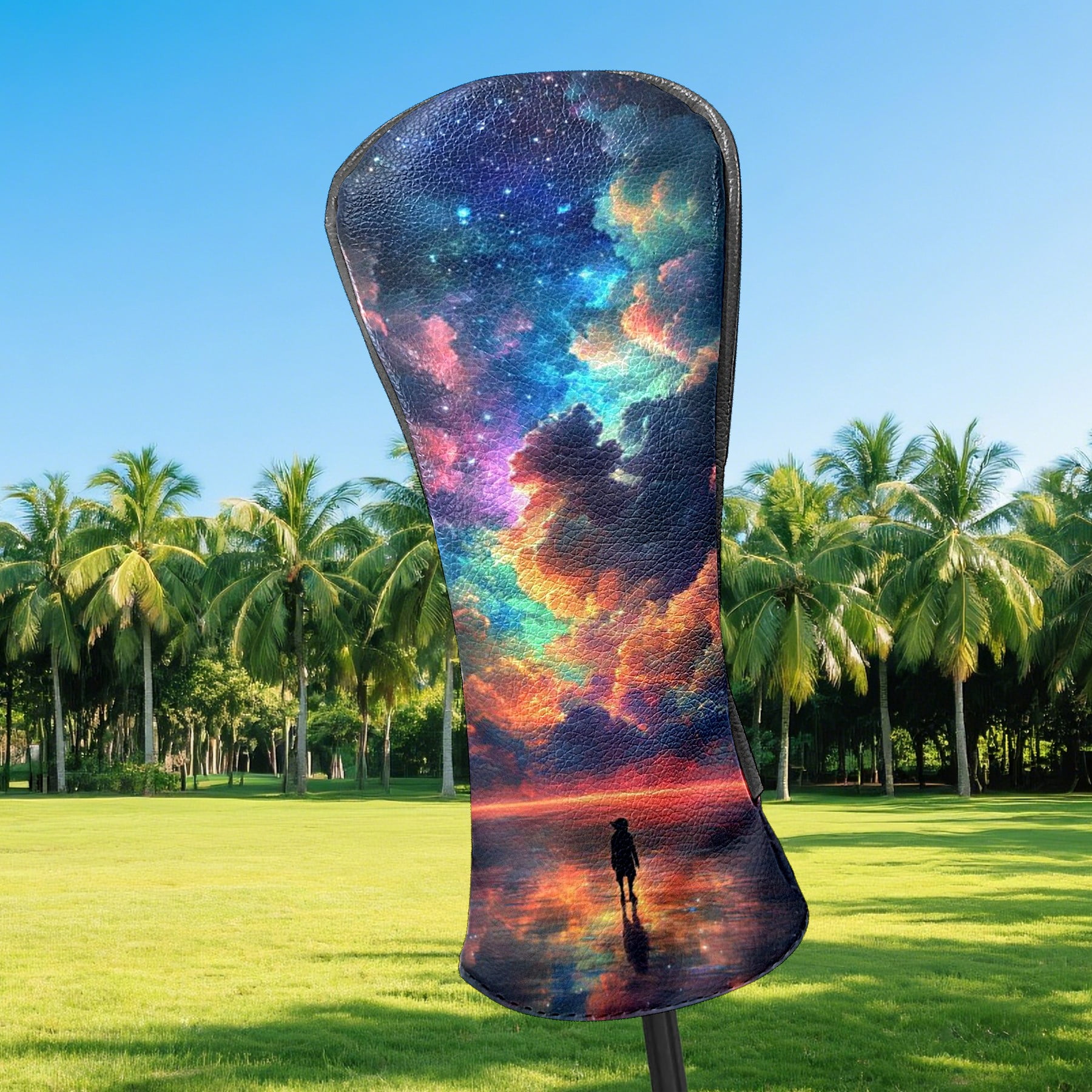 Golf Head Covers - Colorful Sky Design, Premium Waterproof PU Leather, Plush Lining, Fits Driver/Hybrid, Abstract Golf Gift