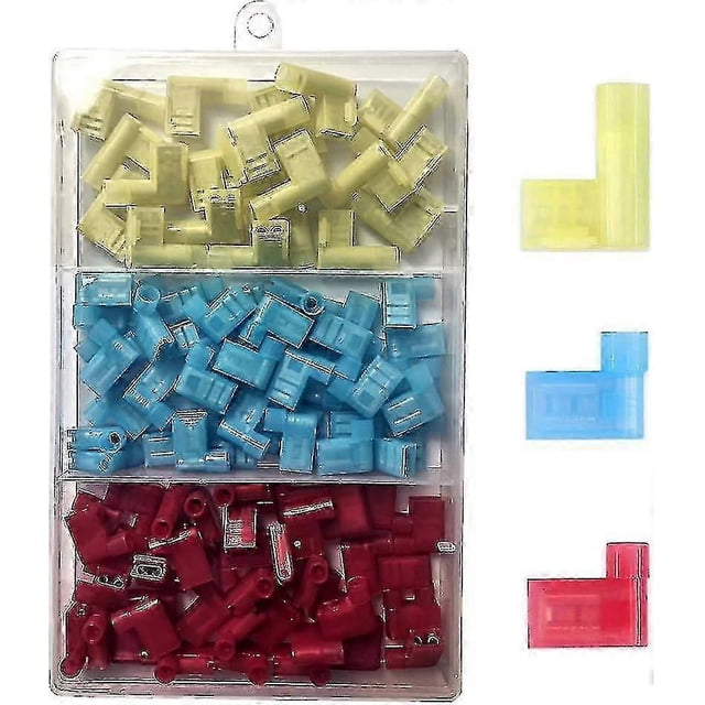 100 Pieces 90 Degree Nylon Fully Insulated Flag Terminal, Quick Disconnect Female Terminal, F Type Push In Electrical Connector 12-10 AWG/ 22-14 AWG (