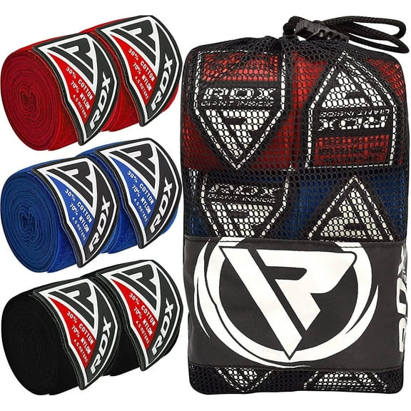 RDX Hand Wraps Inner Gloves, 4.5 Meter Elasticated Bandages under Mitts (3 Pairs)
