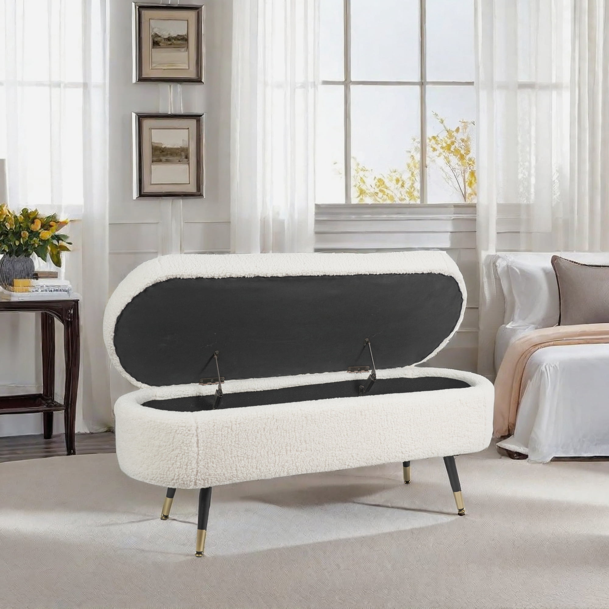 Maren 16.5 in. Indoor White Finish Accent Bench
