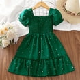 thumbnail image 2 of vdgthytj Toddler Baby Girls Dress Ruffle Puff Sleeve Square Neck Smocked A-Line Princess Party Dress Summer Outfits, 2 of 3