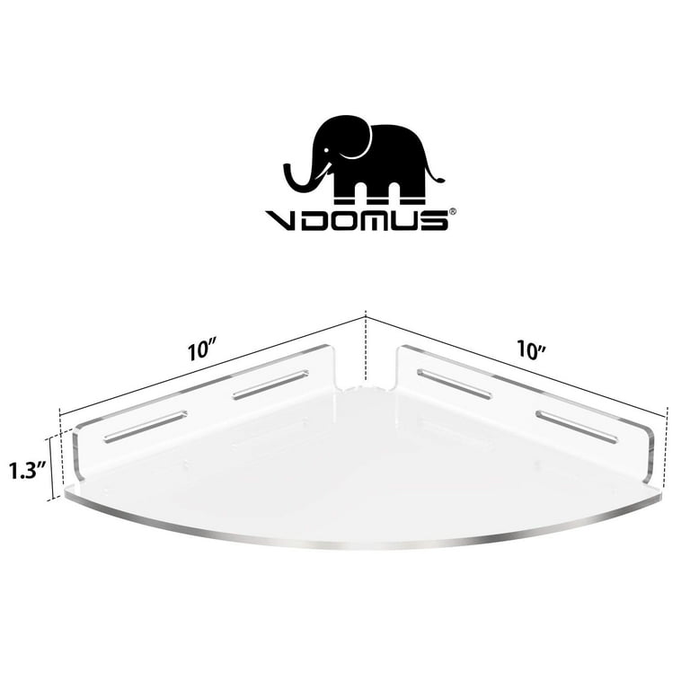 Vdomus 9.8 x 9.8 Tempered Glass Corner Bathroom Shelf With