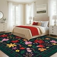 thumbnail image 6 of BLEUM CADE 8x10 Area Rug, Floral Rugs for Living Room, Lightweight Non Slip Washable Rug, Indoor Low Pile & Non-Shedding Vintage Rugs Carpet for Bedroom, Living Room, Dining Room, Black, 6 of 7