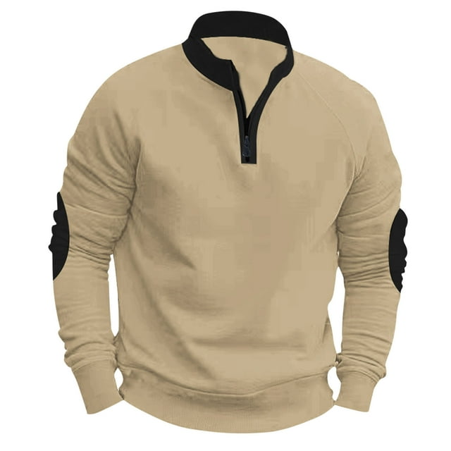Blusa y camisa de manga larga con cuello alto para hombre, informal, de moda, de color liso, transpirable, de poliéster.