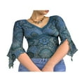 thumbnail image 2 of Pull Rétro pour Femmes Manches Évasées Imprimé Floral Ourlet en Dentelle Col en V, 2 of 3