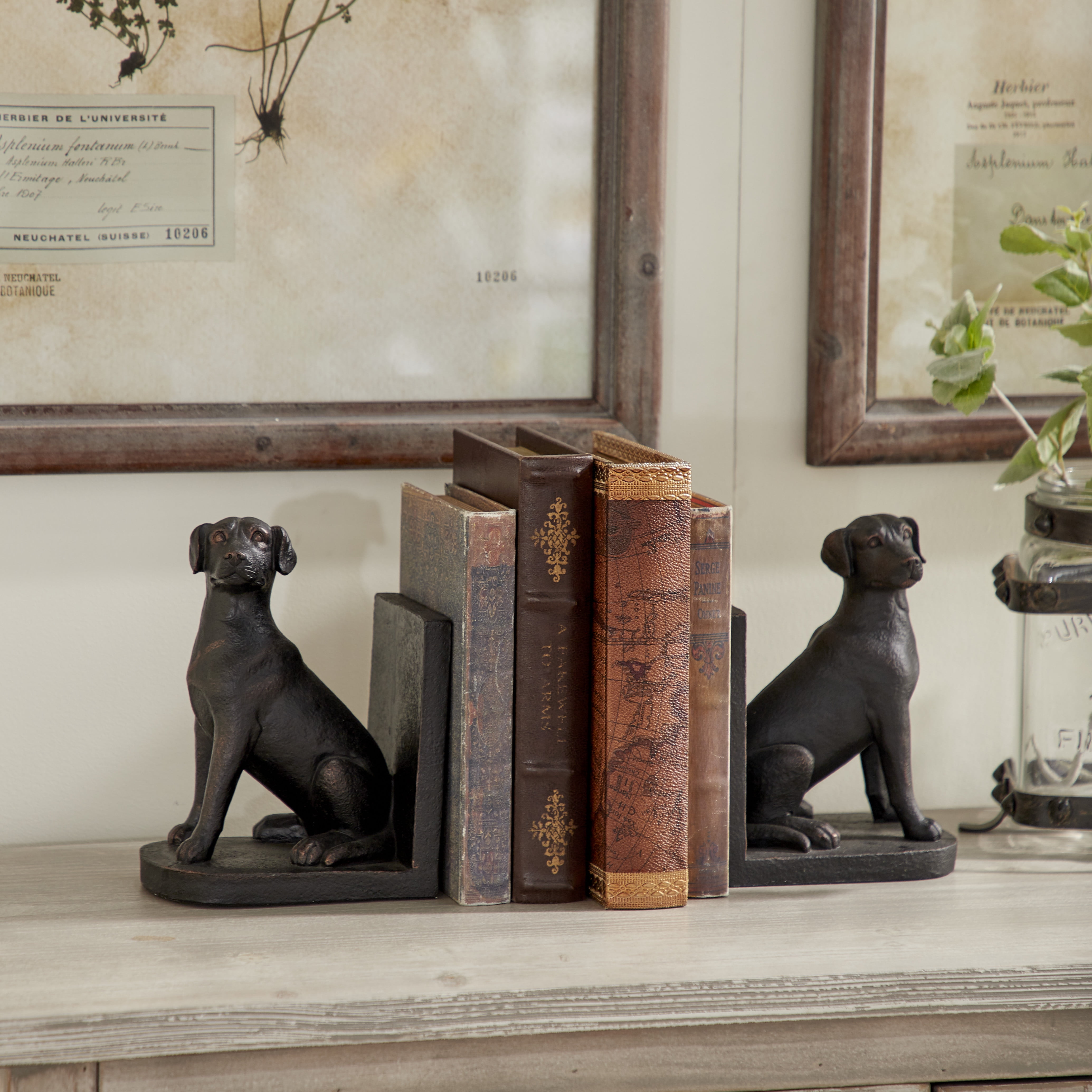 Decmode Dark Brown Labrador Dog Bookends, Pair 6" x 8" Each