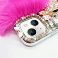 thumbnail image 2 of Compatible with iPhone 15 Plus Plush Furry Case with Luxury Bling Rhinestones for Women Girls Cute 3D Diamond Fox Cover Case Winter Warm Soft TPU Shockproof Protective Cover, Rose, 2 of 13