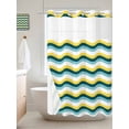 thumbnail image 6 of No Hook Shower Curtain with Snap in Liner, Ombre Yellow Turquoise Waves Waterproof Bath Curtain Double Layers with See Through Top Window, Abstract Minimalist Art Hotel Shower Curtains 36x72in, 6 of 9