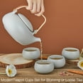 thumbnail image 2 of ZENS Japanese Teapot Set with Infuser, 27oz Modern Bentwood Handle Matte Ceramic Loose Leaf Tea Pot with 4 Cups & RattanCoasters for Gift, 2 of 6