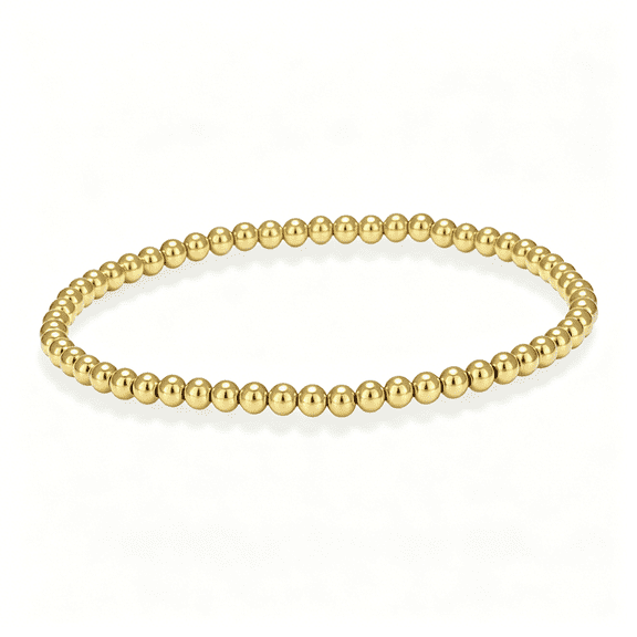 DESIGNICE 14K Gold Filled Beaded Bracelet for Women | 3Mm Gold Beaded Bracelet | Stackable Gold Stretch Bracelets,Waterproof,Non Tarnish Dainty Gold Bracelet for Women Gifts,Handmade in Usa