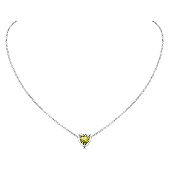 Collar ChicSilver en forma de corazón de plata 925 con peridoto circonita cúbica