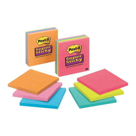 - 3m 675-3ssmx Assorted Neon Lined Post-It® Super Sticky Recycled Notes, PartNo 67