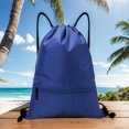 thumbnail image 3 of Mochila con cordón Mochila de gimnasio Bolsas de cuerdas de gimnasio de gran capacidad para viajes en la playa, 3 of 8