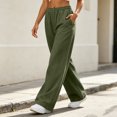 thumbnail image 6 of Womens Fleece Lined Wide Leg Sweatpants Elastic High Waist Loose Casual Long Pants With Side Pockets M, 6 of 6