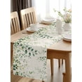 thumbnail image 2 of Watercolor Eucalyptus Leaf Plant Table Runner-36 Inch Long Rustic Green Leaves on Flax Table Runners Linen Burlap Tablerunner for Kitchen Dining Room Holiday Party, 2 of 9