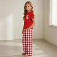 thumbnail image 5 of ITSAME Girls Outfits 2-Piece Crewneck T-Shirt and Plaid Pants Kids Casual Home Clothes Set Red Size 7, 5 of 9