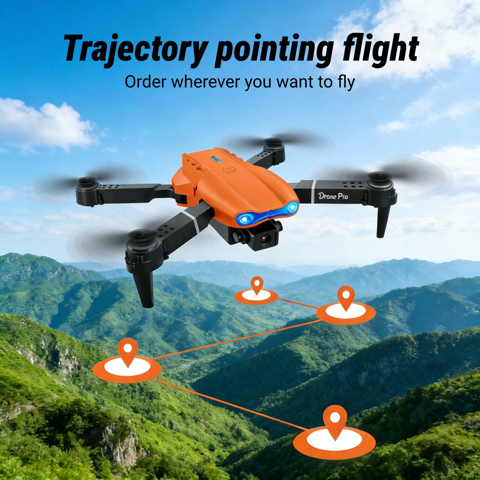 Ourlife 2.4" Screen Remote Dual Camera Drone with 1000mAh Rechargeable Battery, HD RC Quadcopter with Live View Display for Beginners, Orange.