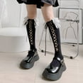 thumbnail image 5 of Cute Lace Trim Socks for Girls Women Stylish JK Calf Socks Cute Tie Up Cotton Socks Knee High Socks Boot Stocking, 5 of 9