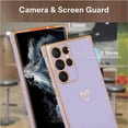 thumbnail image 4 of Compatible with Samsung Galaxy S24 Ultra 5G Case for Women Cute Luxury Love Heart Pattern Design Full Camera Protection Soft TPU Reinforced Corners Protective Plating Edge Phone Case, Purple, 4 of 12